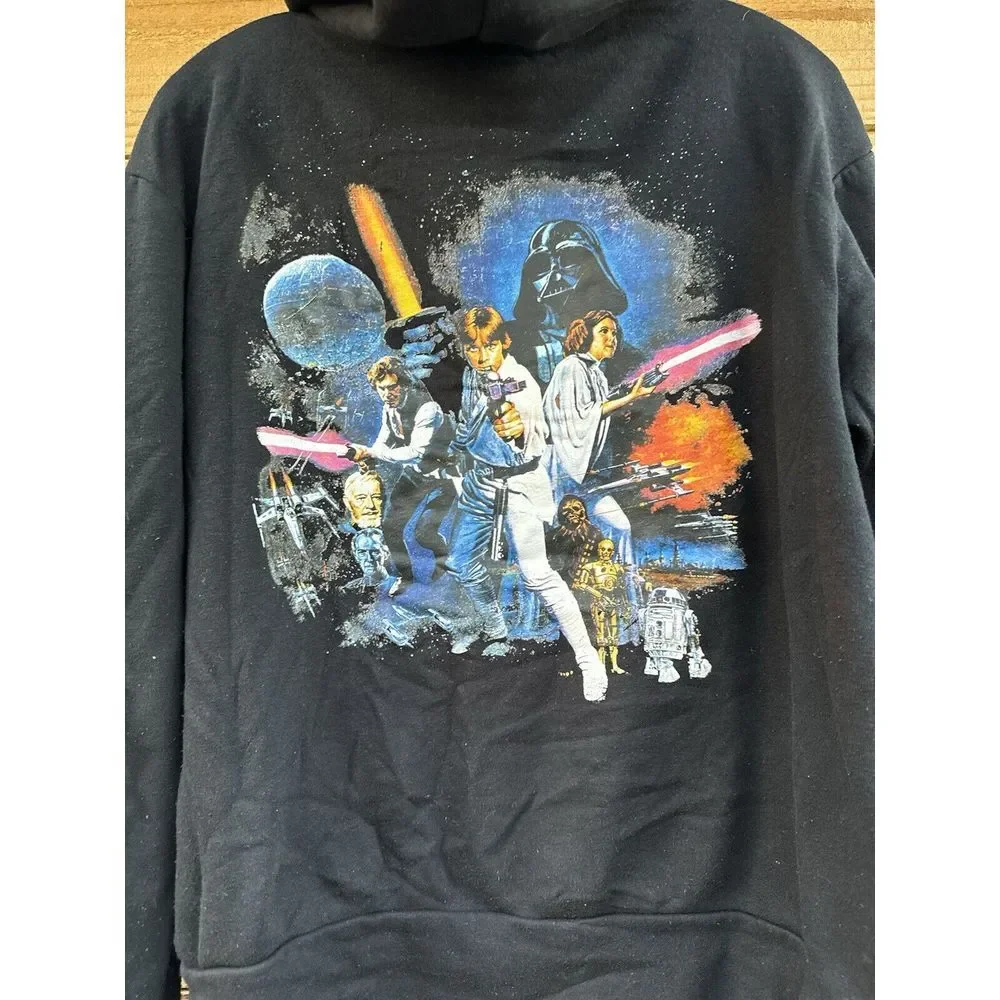 Star Wars‎ Sweater Adult Small Black White Logo Hoodie Sweatshirt Pullover Mens